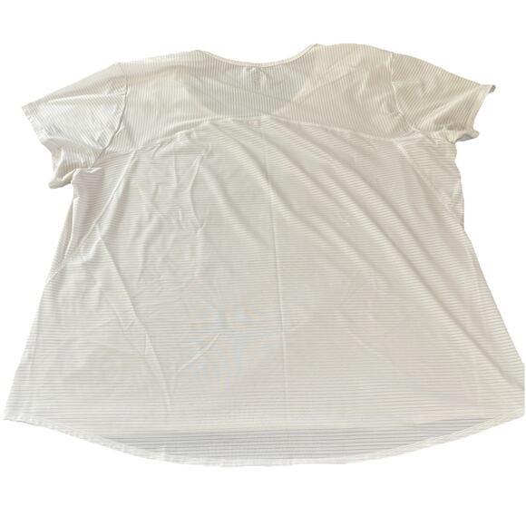 Athleta Subtle Striped Round Neck White T-Shirt Short Sleeve Size 2X - Picture 4 of 13